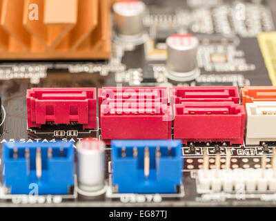 Serial ATA Connectors On Computer Motherboard Stock Photo