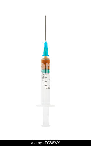 Single use syringe  isolated on the white background Stock Photo