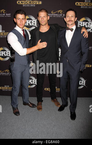 BKB Celebrity Red Carpet at Mandalay Bay Events Center Mandalay Bay Resort and Casino Las Vegas Featuring: Nick Jonas,Matt Lauria,Jonathan Tucker Where: Las Vegas, Nevada, United States When: 16 Aug 2014 Stock Photo