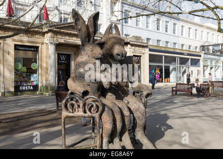 The Hare and the Minotaur sculpture in The Promenade in Cheltenham by local artist Sophie Ryder Stock Photo