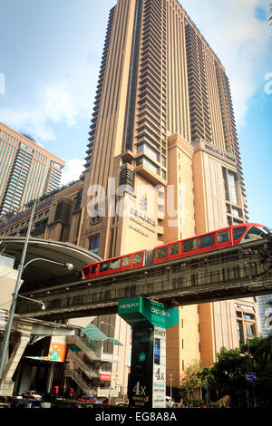 Monorail passes Berjaya Times Square in Kuala Lumpur Stock Photo