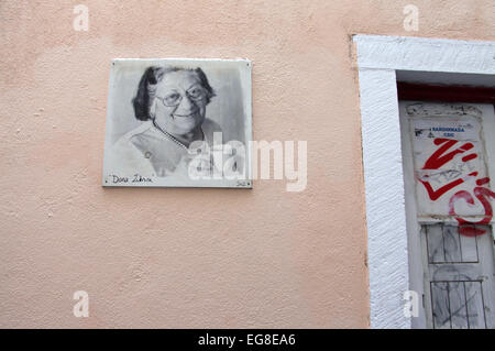 Street Art Project in the Alfama District of Lisbon using photos of residents Stock Photo