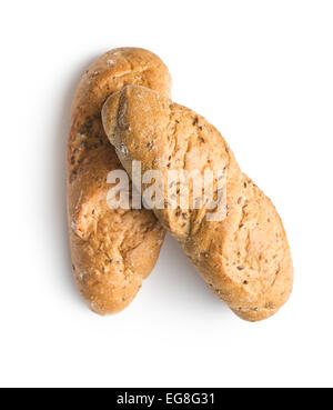 wholemeal roll on white background Stock Photo