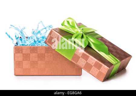 paper box gift bow Isolated on white background Stock Photo