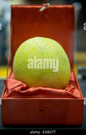 Berlin, Germany. 4th Feb, 2015. A melon is on display at the food fair Fruit Logistica in Berlin, Germany, 4 February 2015. Photo: Felix Zahn/dpa/Alamy Live News Stock Photo