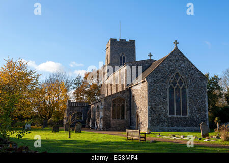 Mendham Church in Suffolk, UK in autumn Stock Photo