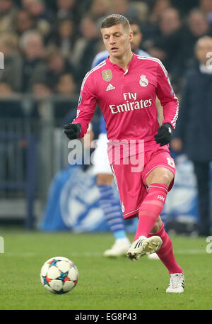 Gelsenkirchen, Germany. 18th Feb, 2015. Gareth Bale (Real Madrid) during  the Champions League match between FC Schalke 04 and Real Madrid, Veltins  Arena in Gelsenkirchen on February 18., 2015. Credit: dpa picture