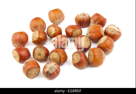 Handful of hazelnuts on white background Stock Photo