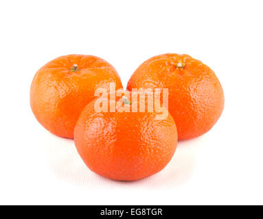 Three Clementines on white Stock Photo