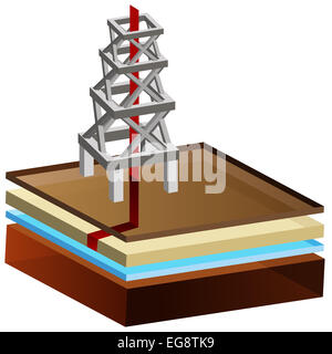 An image of a 3d hydraulic fracking rig. Stock Photo