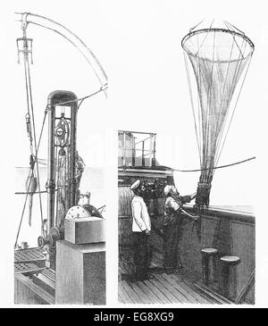 Vintage instruments and systems for deep sea research from the end of 19th century Stock Photo
