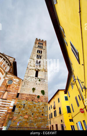 Bell tower of the church of San Frediano in Lucca, Italy Stock Photo