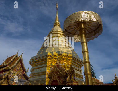 Golden Stuppa at Doi Suthep Temple, Chiang Mai, Thailand Stock Photo