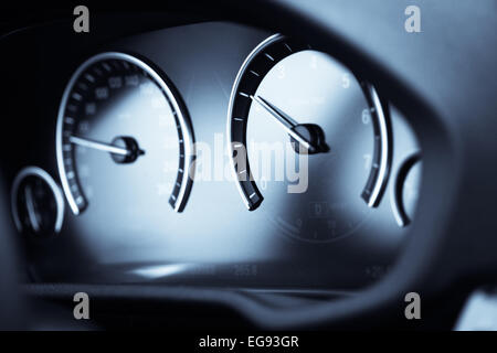 Detail of a tachometer in a car. Stock Photo