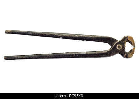 Old rusty pliers isolated on white background and clipping path Stock Photo