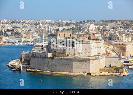 Fort St Elmo as seen from Upper Barrakka Gardens Stock Photo