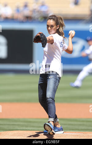 Celebrities attend the Los Angeles Dodgers game against the Boston Red