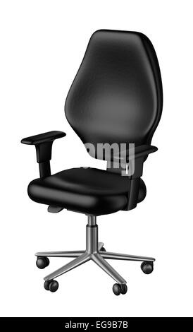 Black leather office chair isolated on white background Stock Photo - Alamy