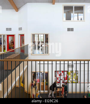 Wilkinson Primary School, Wolverhampton, United Kingdom. Architect: Architype Limited, 2014. View of first and ground floor with Stock Photo