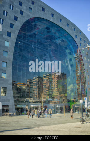 View of the new artistic food market hall in Rotterdam, Netherlands,