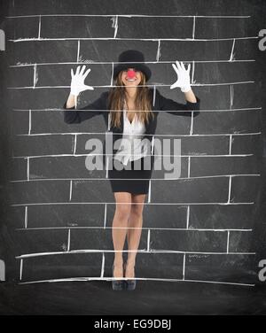 Mime imagining a wall Stock Photo