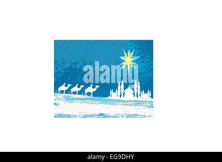 Classic three magic scene and shining star of Bethlehem Stock Vector