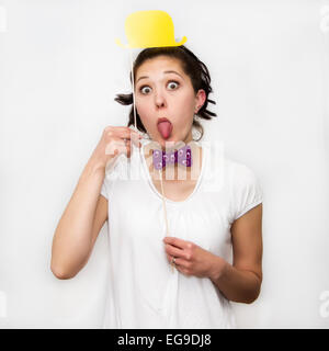 Woman making faces Stock Photo