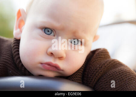 Close-Up portrait of baby boy Stock Photo