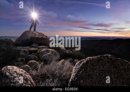 USA, California, Cleveland National Forest, Man on Mount Tule Stock Photo