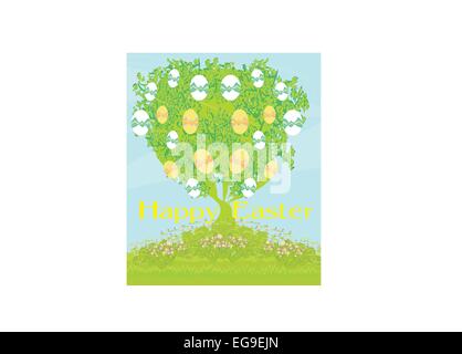 Easter tree card Stock Vector