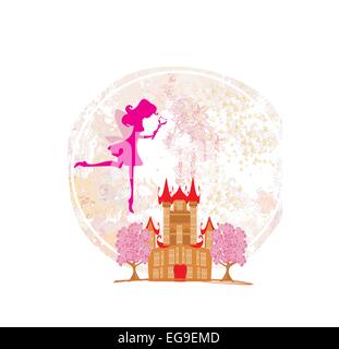 fairy flying above castle ,abstract background Stock Vector