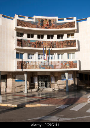 Government office with history mural Melilla autonomous city state Spanish territory in north Africa, Spain Stock Photo