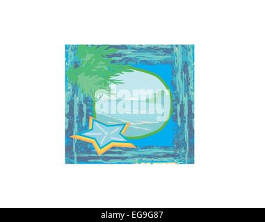 Tropical beach landscape - abstract grunge background Stock Vector