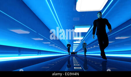 Business men walking down a airport corridor. 3D rendered Illustration. Stock Photo