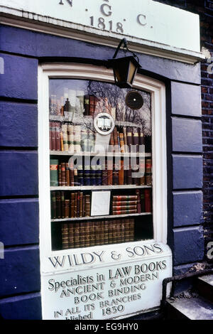 Wildy & Sons Legal bookshop window. Lincolns Inn Archway. London. UK Stock Photo