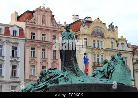Jan Hus Monument in Prague, Czech Republic Stock Photo