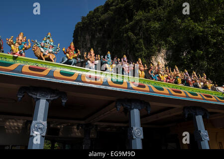 Statues at the sri maha mariamman temple at the Batu Caves in Kuala Lumpur, Malaysia. Stock Photo