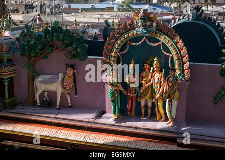 Statues at the sri maha mariamman temple at the Batu Caves in Kuala Lumpur, Malaysia. Stock Photo