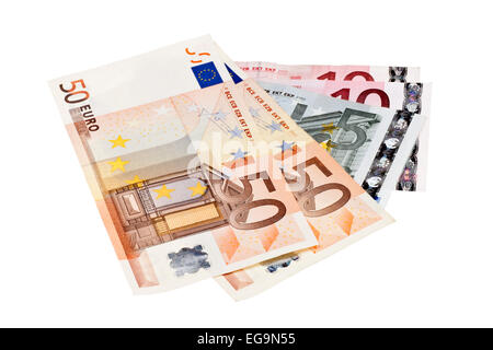 Euro banknotes isolated on white background Stock Photo