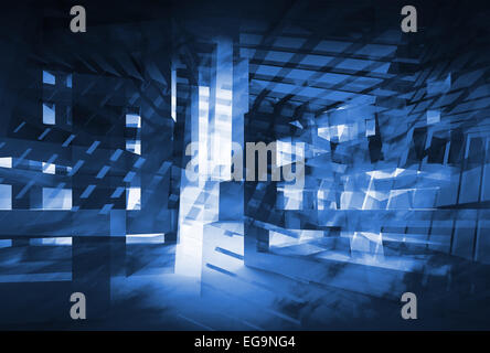 Abstract dark blue 3d digital background. Hi-tech concept illustration Stock Photo