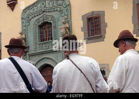 Traditional folk music band performing in Las Palmas de Gran Canaria, Canary Islands, Spain Stock Photo