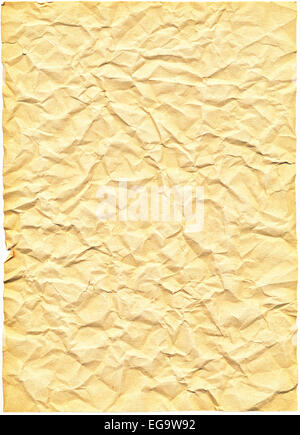 Very detailed hi res scan of a textured old crumpled paper sheet, for backgrounds, textures and layers. Stock Photo