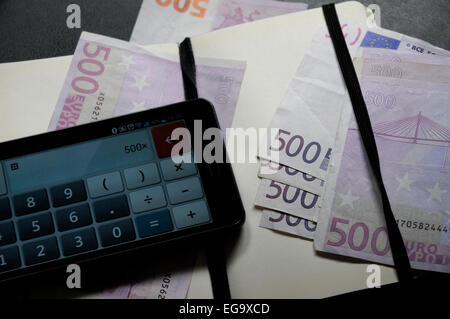 3000 euros on 500 euros six times money EEC, CEE Stock Photo