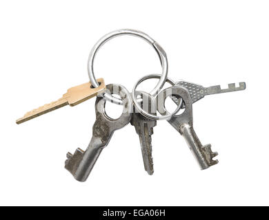 old keys isolated on white background Stock Photo