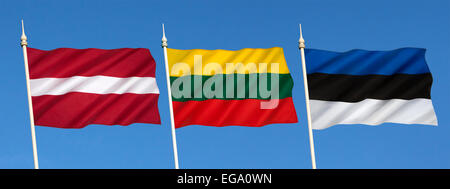 Flags of the Baltic States Stock Photo