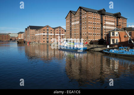 Former warehouses, Gloucester Quays, Gloucester, Gloucestershire, England, United Kingdom, Europe Stock Photo