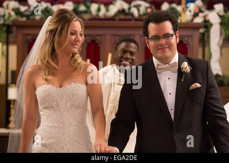 THE WEDDING RINGER 2014 Sony Pictures film with from left Kaley Cuoco-Sweeting, Kevin Hart and Josh Gad Stock Photo