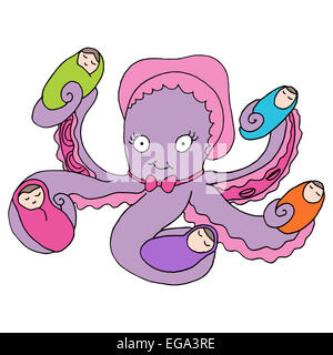 An image of an octopus baby nanny. Stock Photo