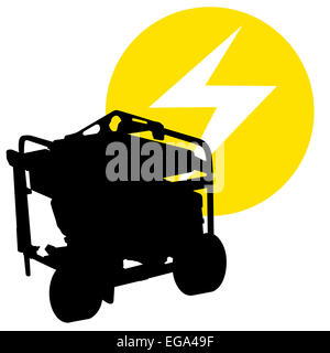 A silhouette image of a gas powered electric generator. Stock Photo