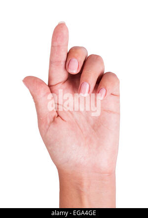 hand pressing isolated on white background Stock Photo